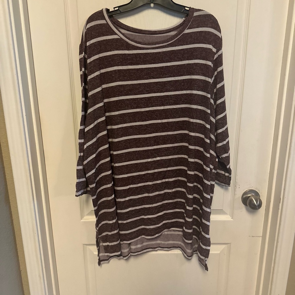 Lane Bryant Maroon Oversized 3/4 Sleeve Hacci Tunic Sweater